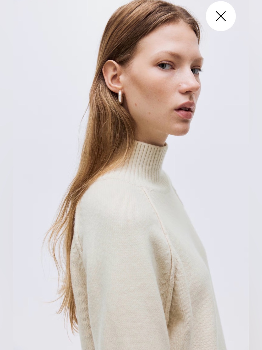 H&M OVERSIZED MOCK-TURTLENECK SWEATER in Light Beige, Size Small, NWOT